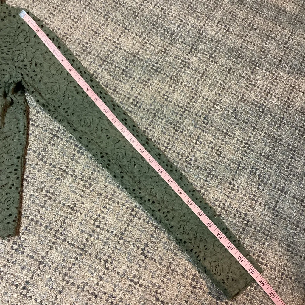 Hollister Olive Green Floral Lace Sheer Long Sleeve & Layering Tank Top Size XS - Image 5