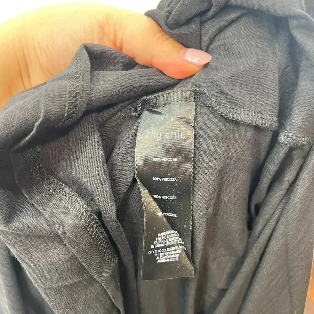 City Chic Plait Detail Maxi Dress Black Halter Jersey Size L / Plus‎ Size 20 - Image 14