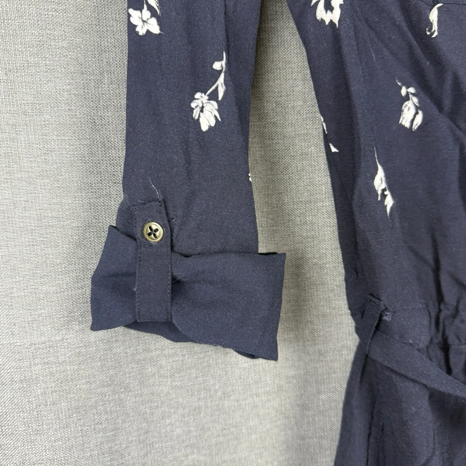 Anthropologie Lilka Navy Blue White Floral‎ Lakeshore Long Sleeve Jumpsuit XS - Image 6