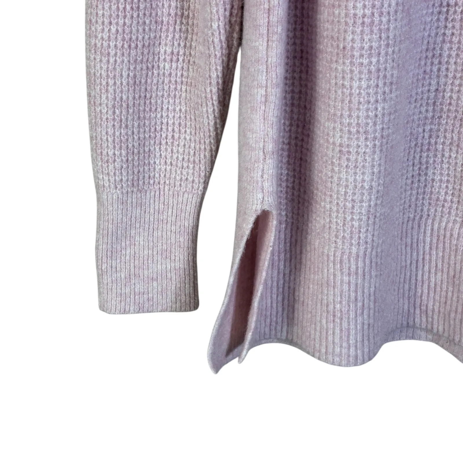 LOFT Pink Waffle Knit Cowl Neck Long Sleeve Tunic Sweater Size L - Image 4