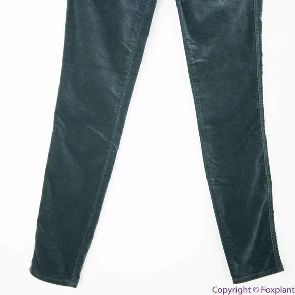 NEW J Brand Zion mid rise dark green velvet‎ skinny pants in moorland, 24 - Image 8