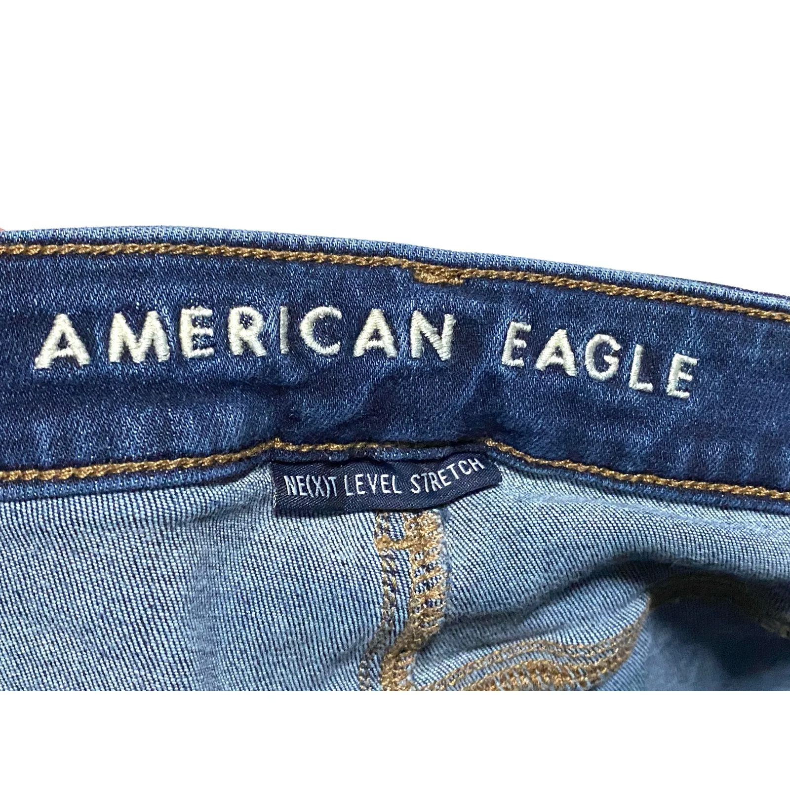 American Eagle Hi Rise Shortie Jean Shorts 4 Stretch Distressed Destoyed Raw Hem - Image 7