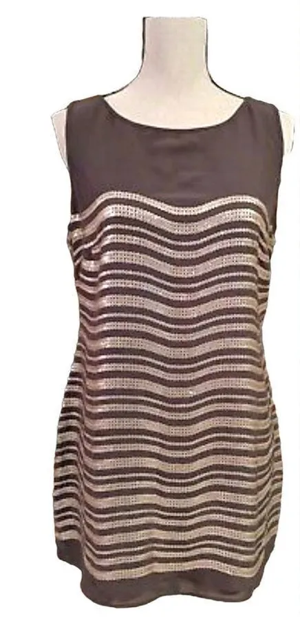 Soft Surroundings Brown Sequins Tunic Sleeveless Top | Mini Dress Size Medium - Image 1