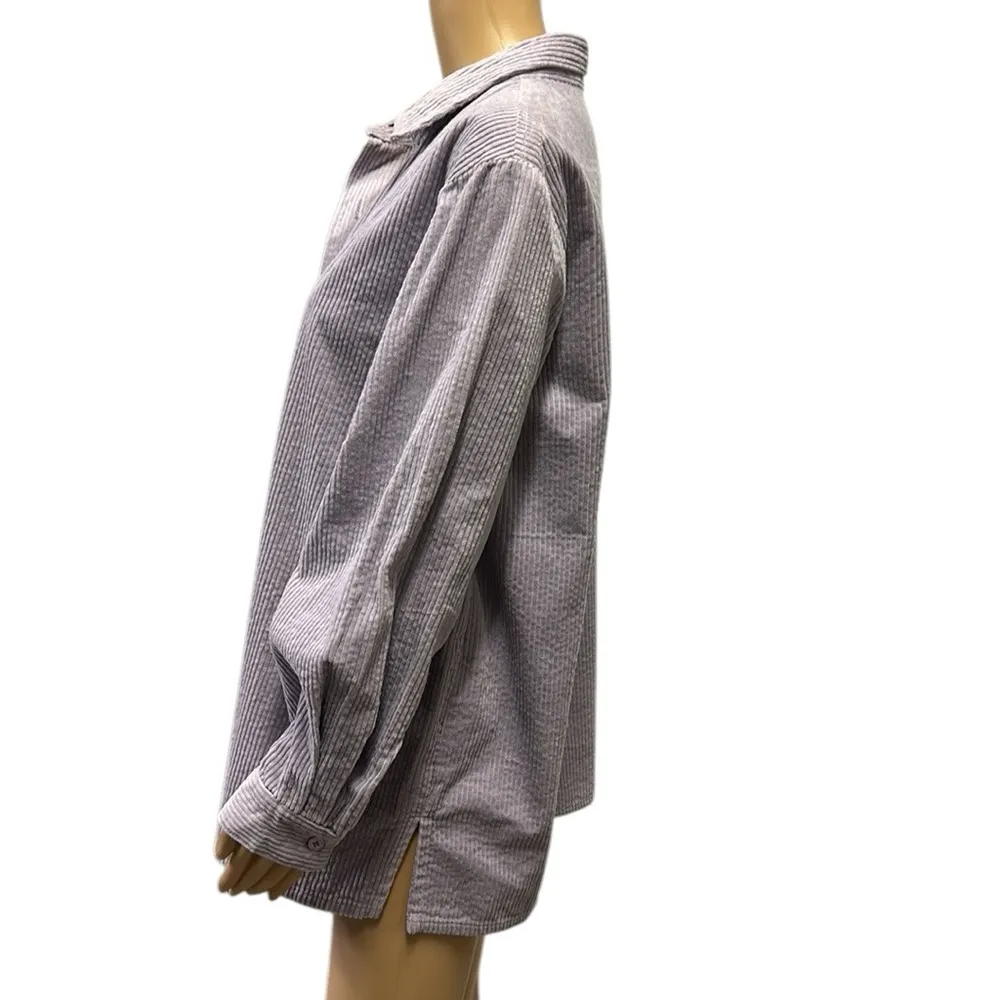 Blair Corduroy Light Purple Button Up Long Sleeve Shacket Shirt Womens Large - Image 2