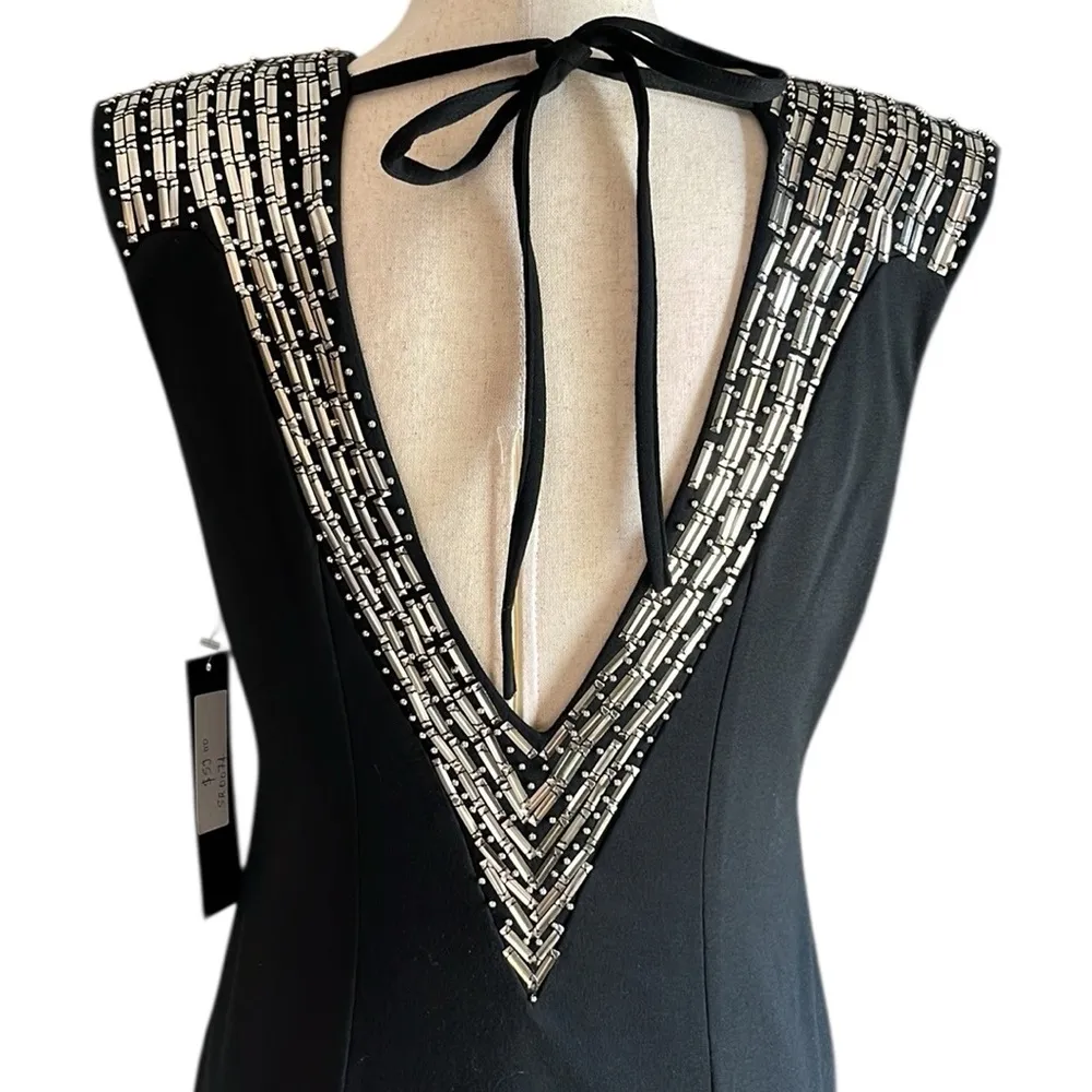 Allen Schwartz Prive sleeveless sheath dress with a beaded, embellished neckline Black - Image 5