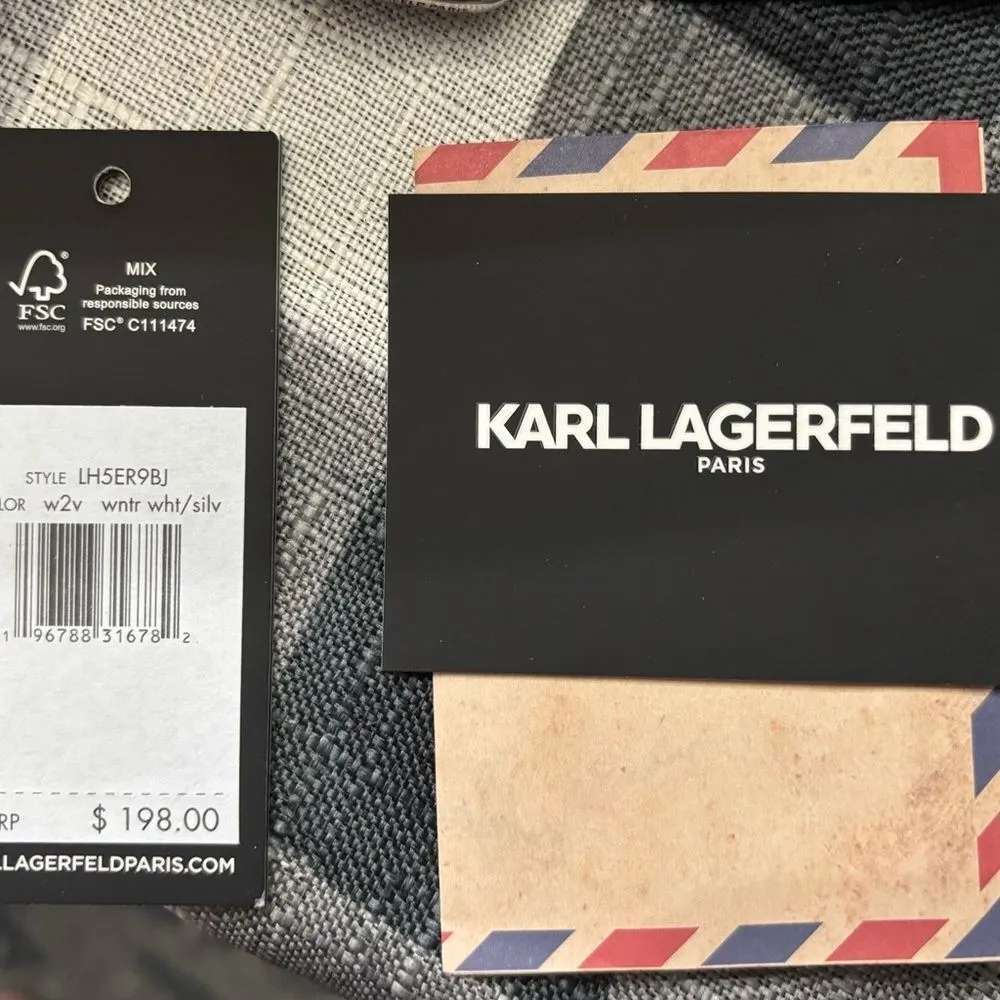 Karl Lagerfeld Paris Maybelle Camera Crossbody Bag White Black and Chrome New - Image 5