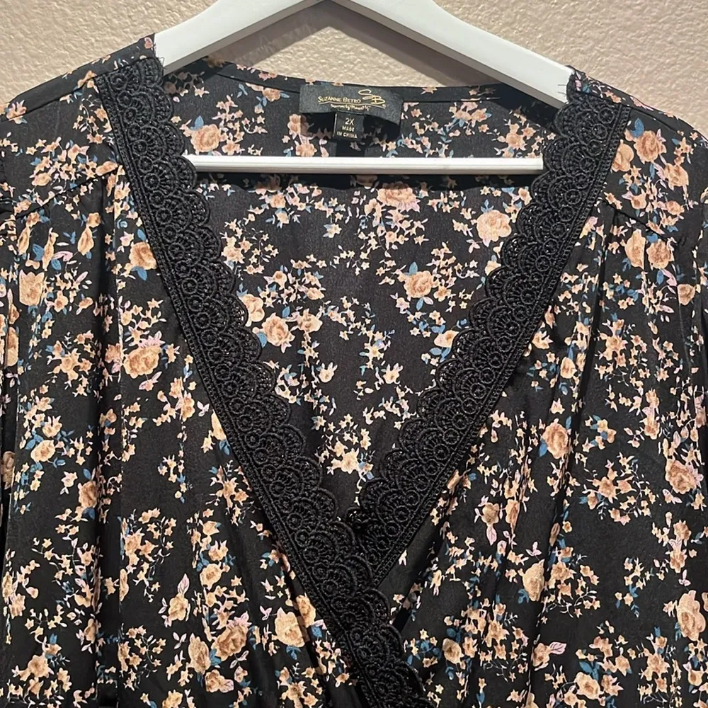 Suzanne Betro Women’s Floral Dress Faux Wrap Size 2X - Image 4