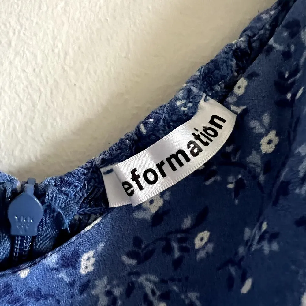 Reformation Baxley Dress Eve blue floral size 6 C3 - Image 7