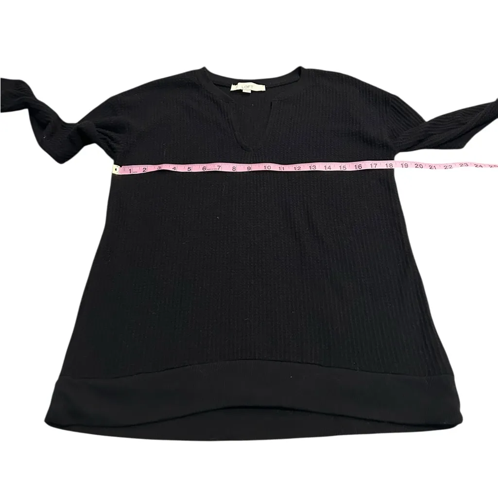3/$15 LOFT soft black waffle knit top - Image 3