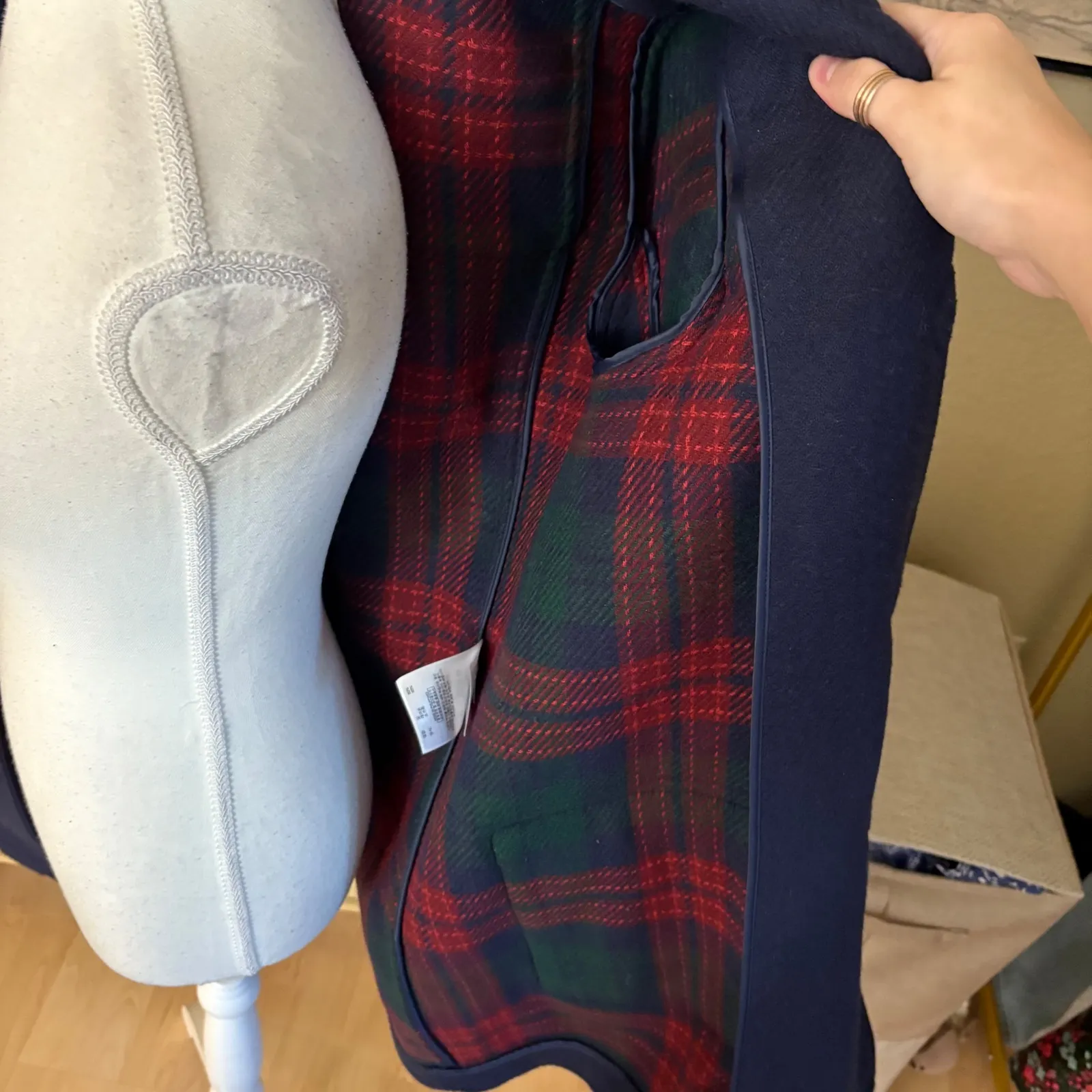 BROOKS BROTHERS Navy Toggle Coat Jacket Wool Fleece Lined Women's Size 10 - Image 5