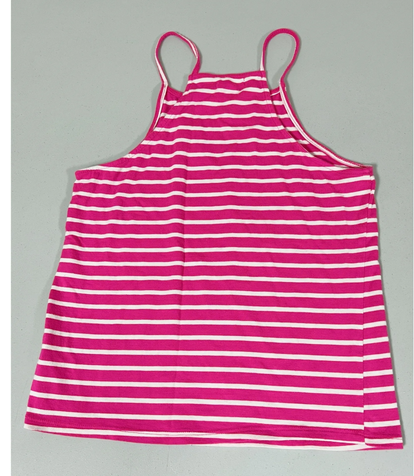 Hot Pink Square-Neck Striped Halter Tank Top Tee T-Shirt Size L 💖 - Image 2