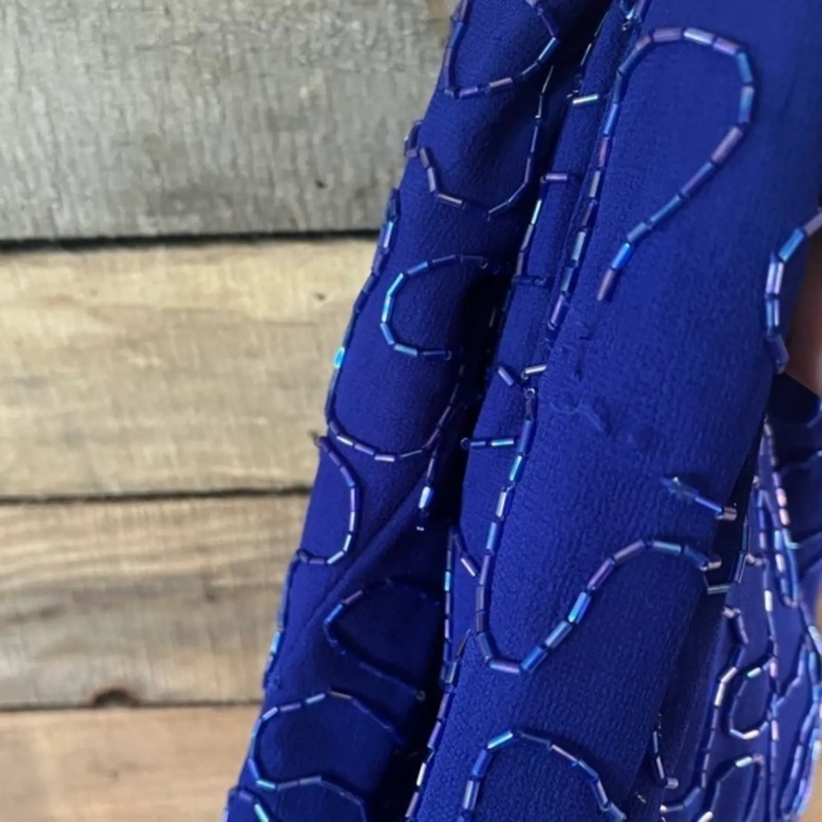 Life & Style Blue‎ Beaded and Sequin Dress Size Small Blue - Image 8