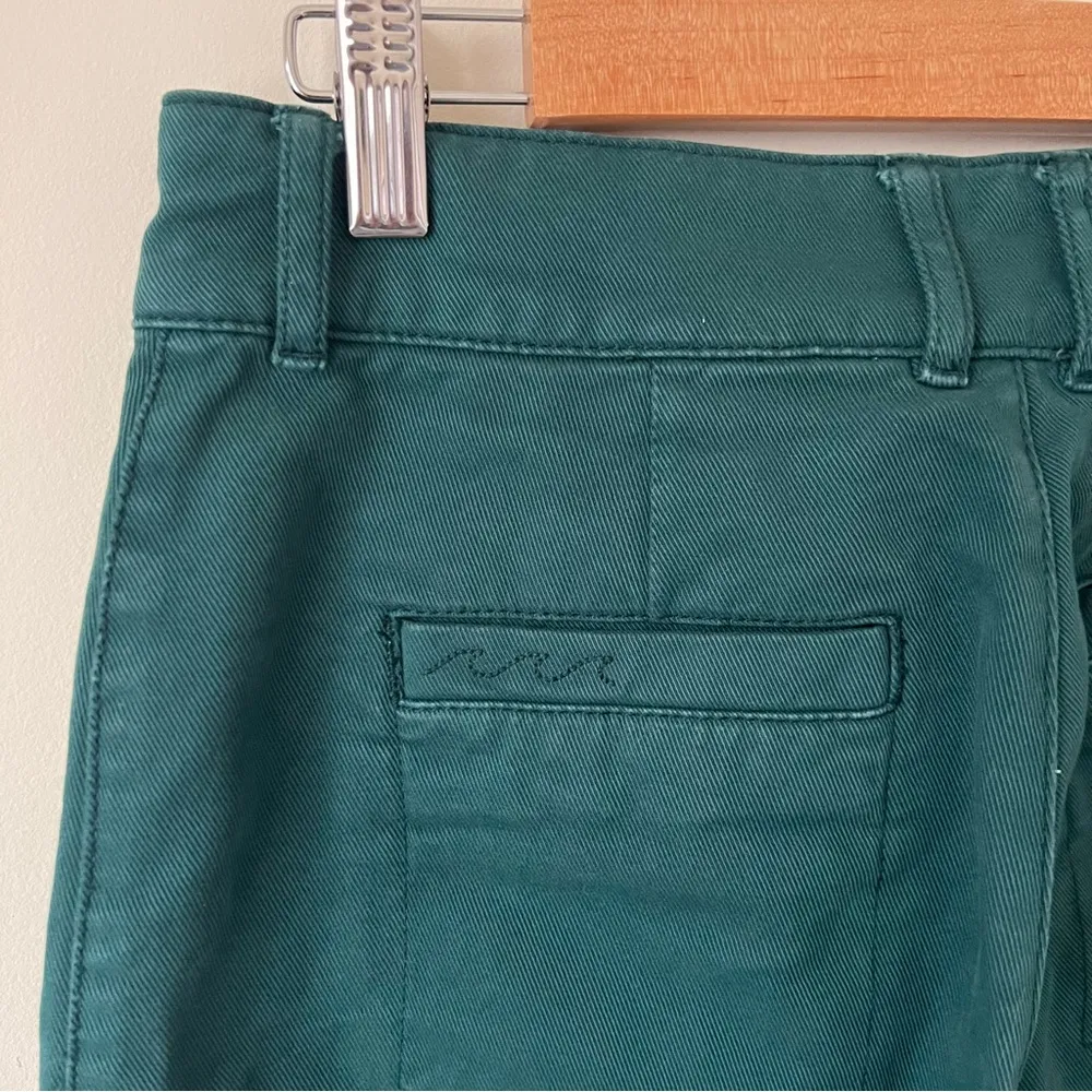 Uma High Rise Kick Crop Wide Leg Flare Cotton Pants Dark Green Size 27 - Image 8