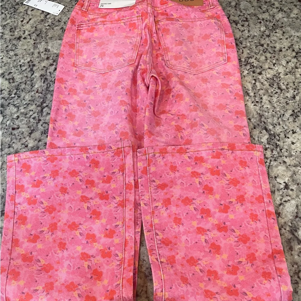 BDG Pink Floral Women's Flare Jeans - Image 8