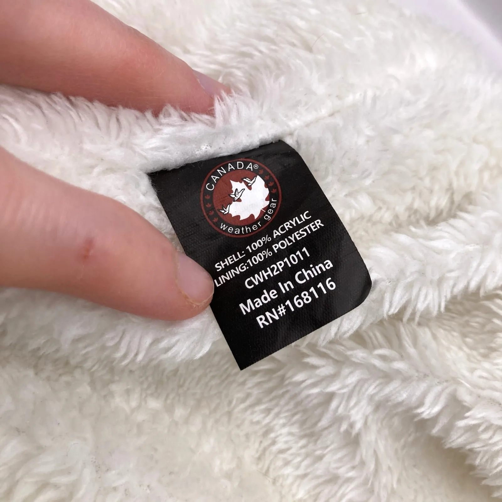 Canada Weather Gear White Chunky Knit Sherpa Lined Beanie Adult OS Ski Outdoors - Image 5