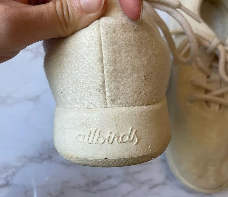 Allbirds Classic Tree Runners Sneakers Ivory Cream Wool Lace Up 8 - Image 4