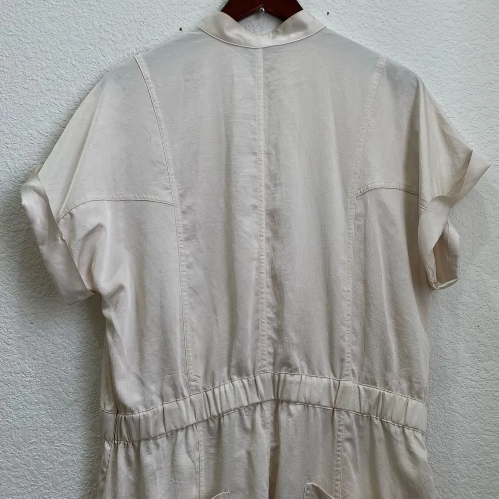 EXPRESS Beige Satin Utility Jumpsuit Overalls Size L - Image 6