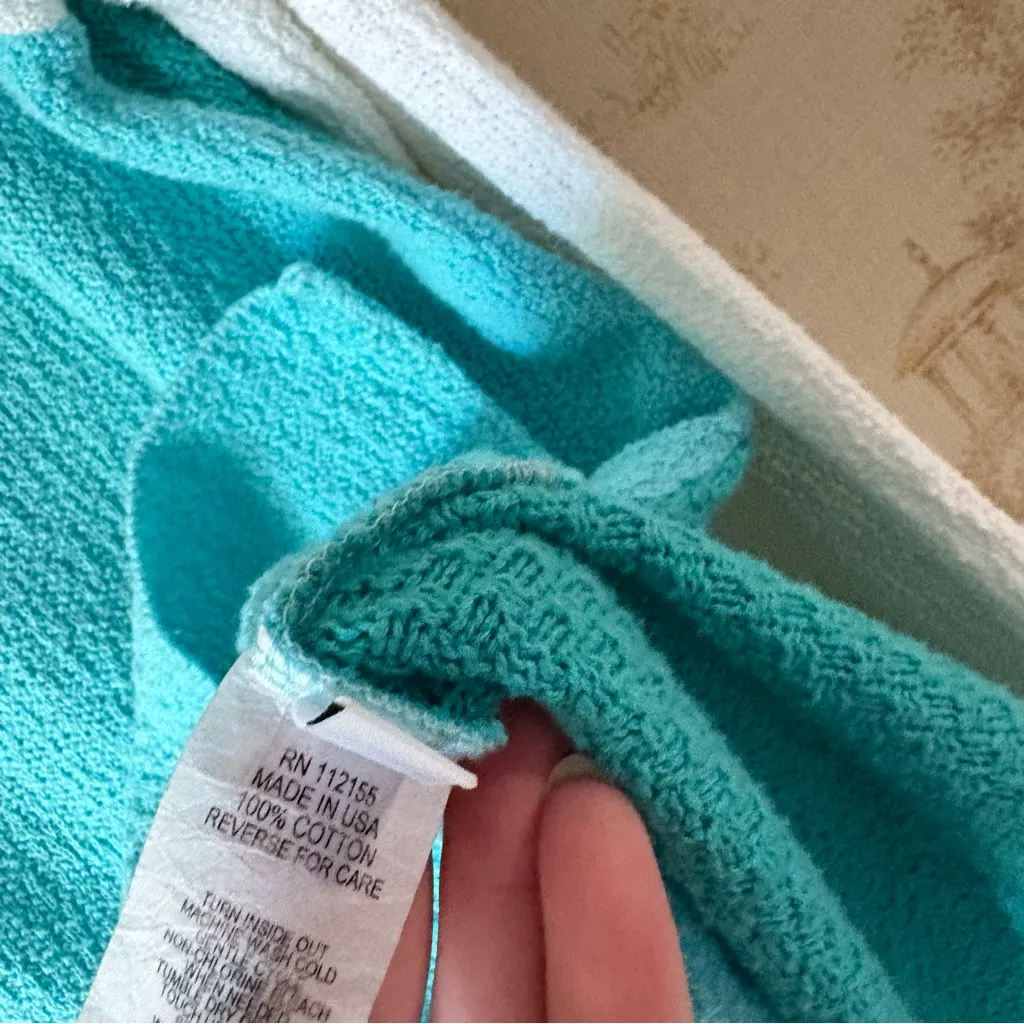 Vintage 90s turquoise blue pink white funky clowncore gauzy cardigan sweater L Size L - Image 8