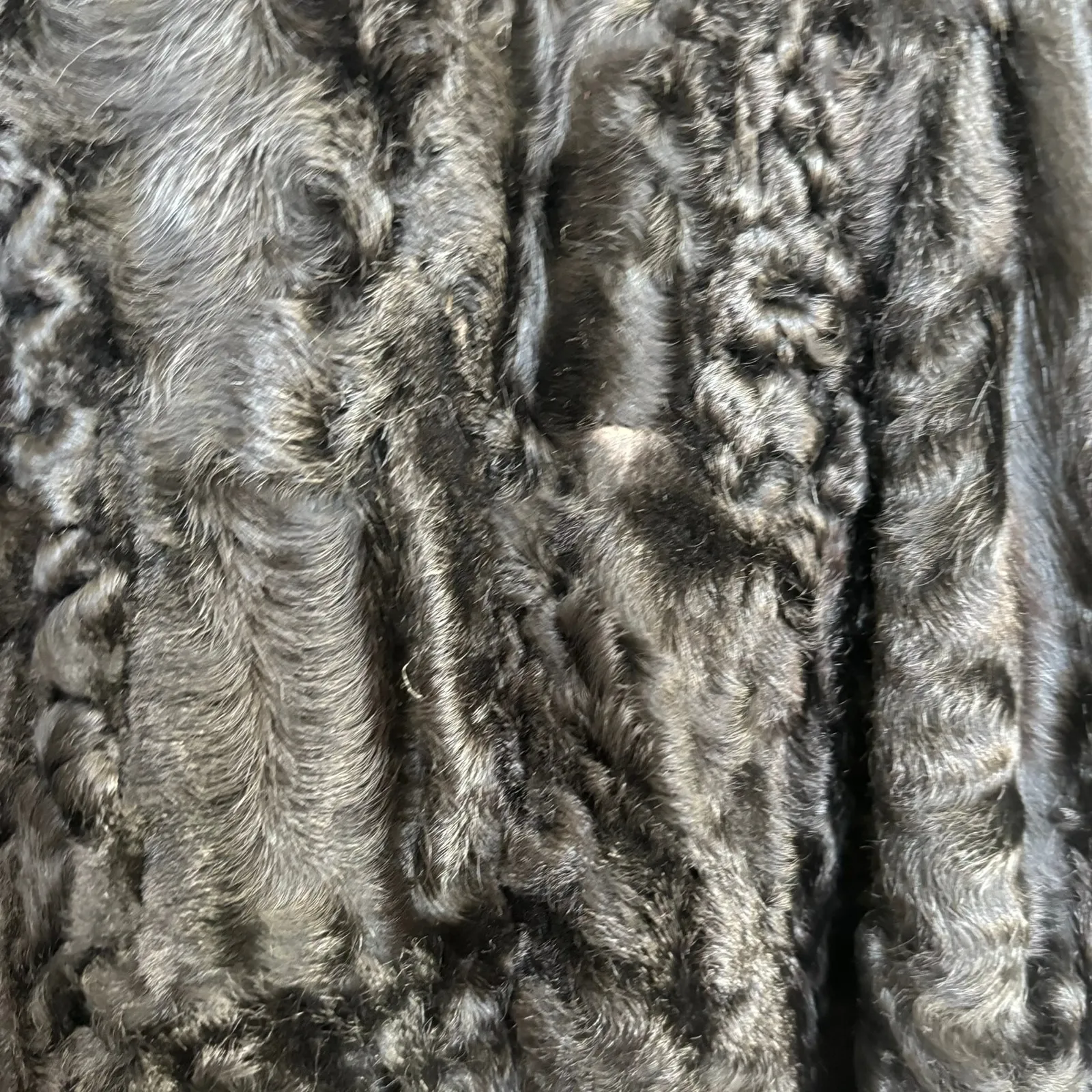 Vintage Custom Persian Lamb Broadtail Coat 1950s? Large? Bell Sleeves Mid Length Black - Image 11