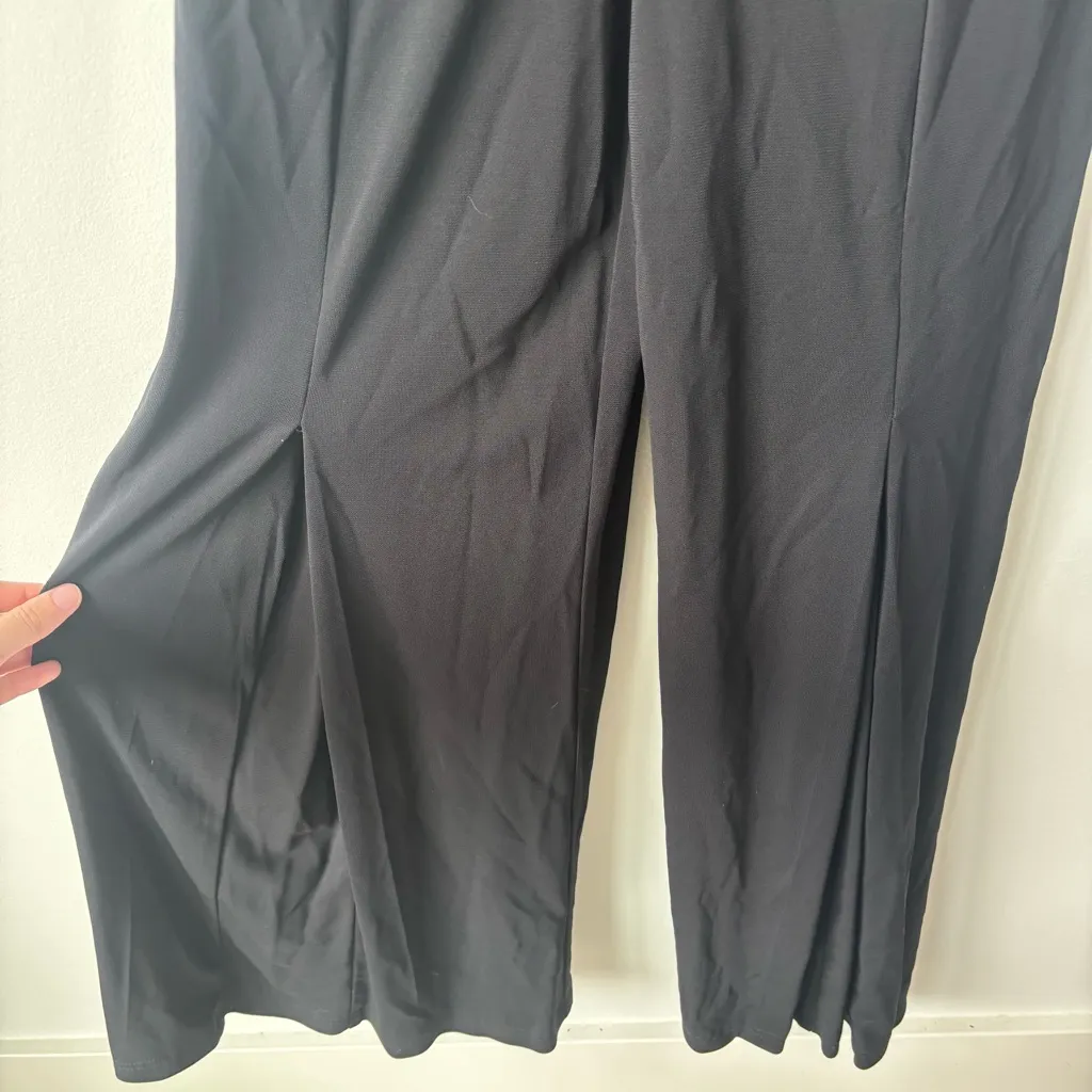 Joseph Ribkoff Couture Black Gold Metallic Formal Jumpsuit Halter Neck Wide Leg - Image 4