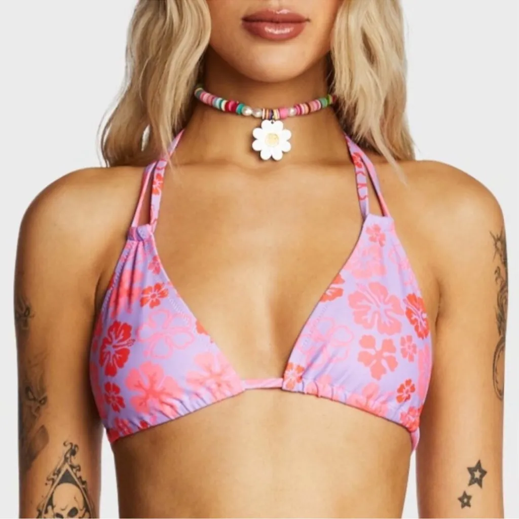 Kulani Kinis Pink Purple Bikini Top Cherry Berry Padded Underwire Large NWT - Image 7