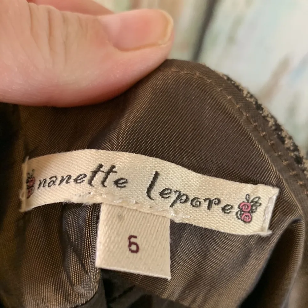 🚫SOLD🚫Nanette Lepore Brown Houndstooth Ruffled & Ruched Pencil Skirt Size 6 - Image 5