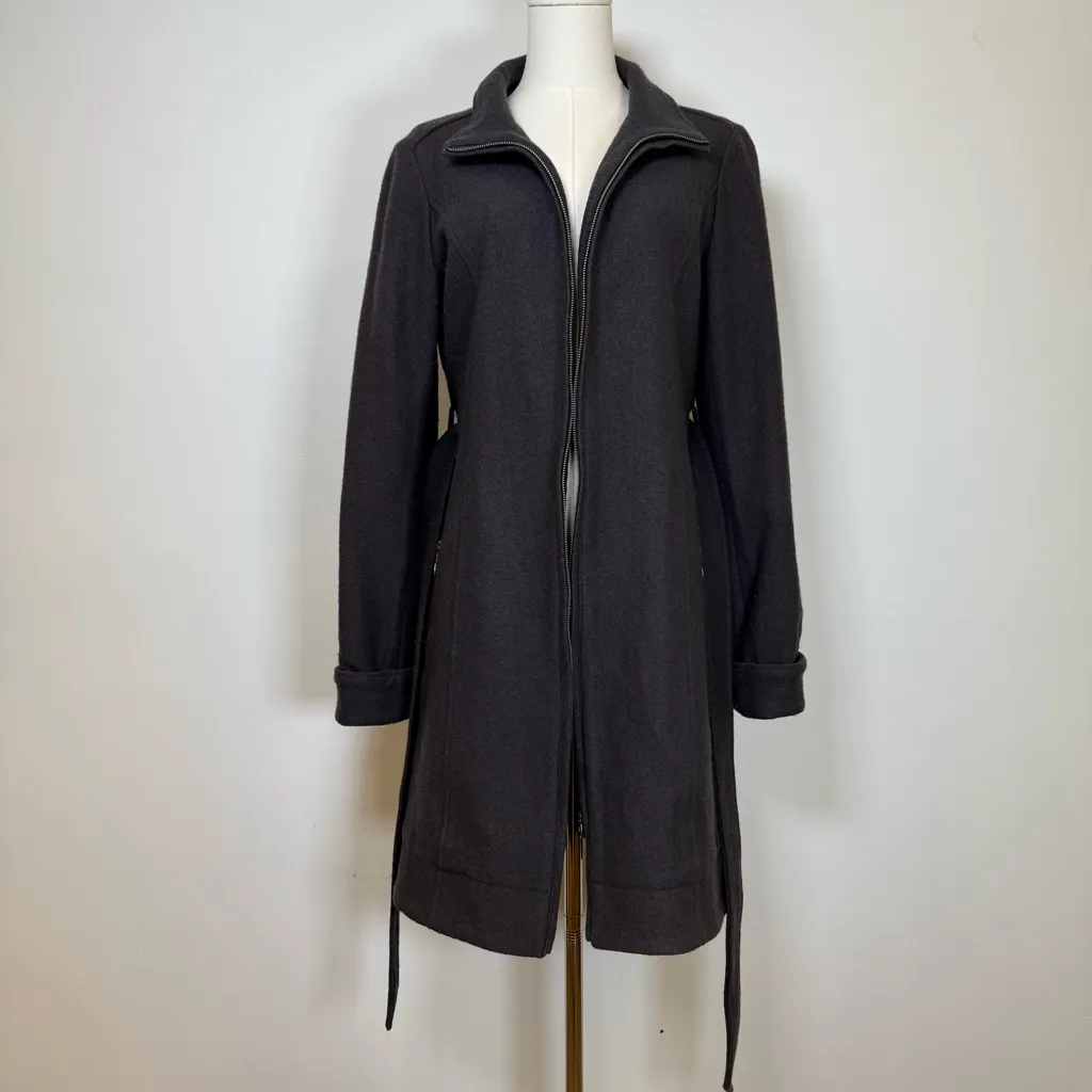 Carve Designs Gray Wool Blend Zip Front Knee Length Coat Women’s Size Medium - Image 10
