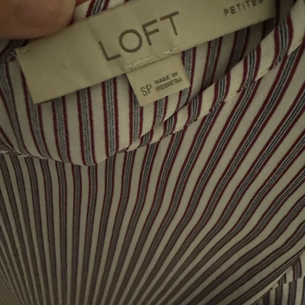 LOFT Red and White Blouse with Peter Pan Collar - Image 2