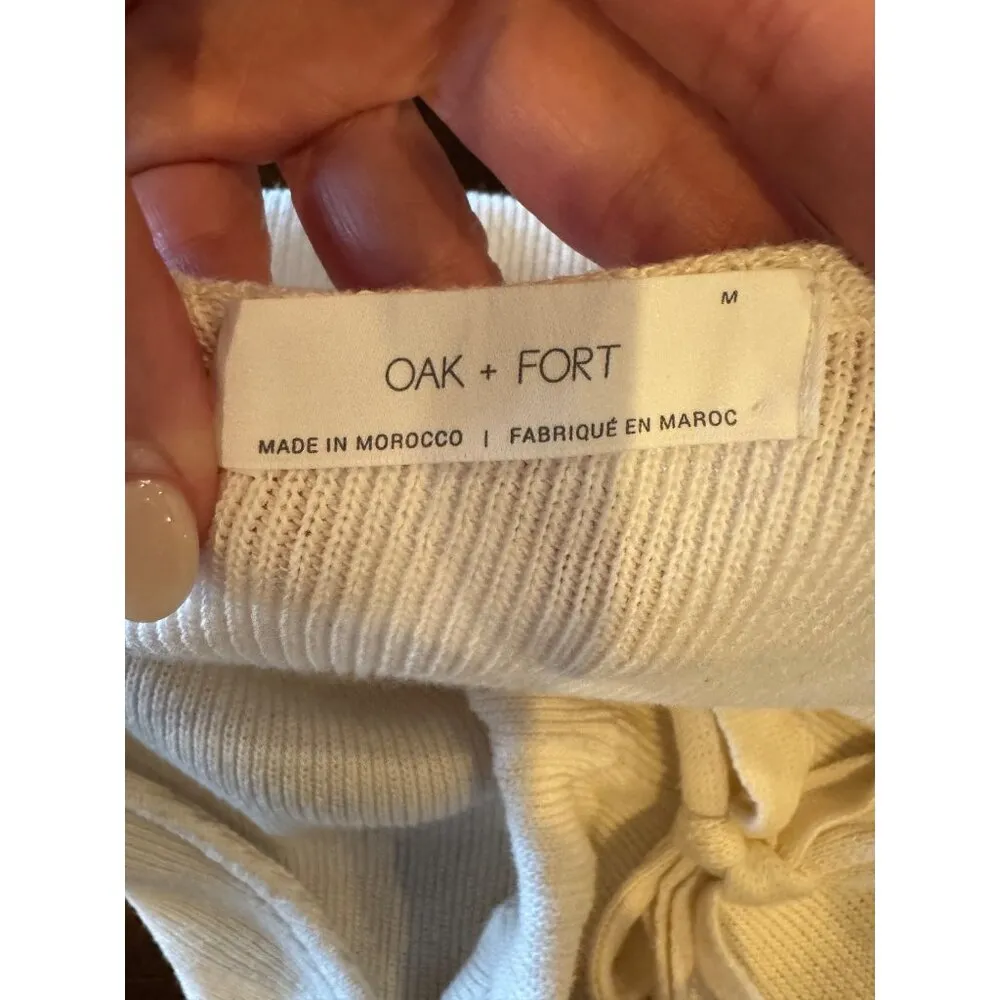 Oak + Fort Shirt Women Medium Ivory Ribbed Knit Tie Neck‎ Halter Top Streetwear - Image 8