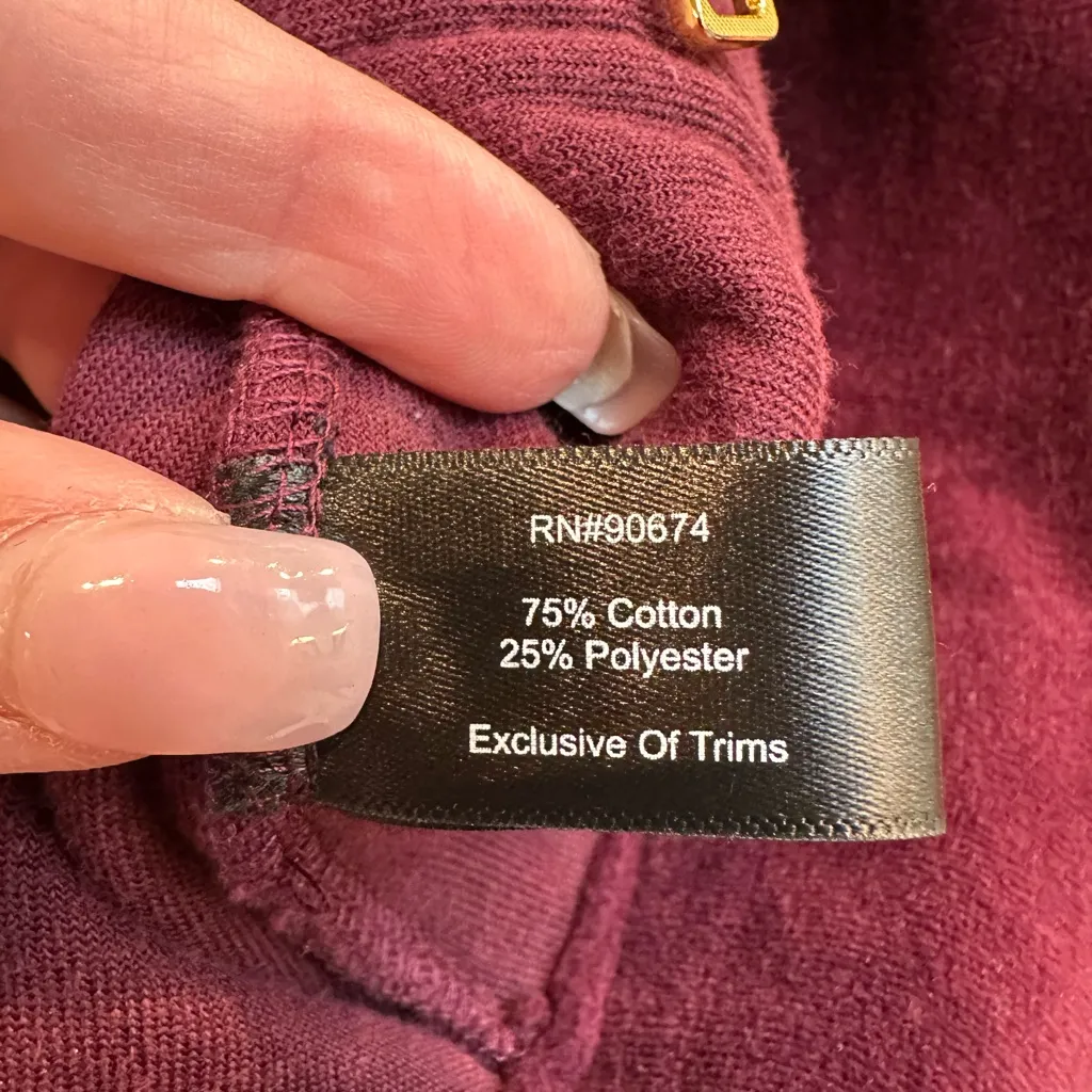 Boston Proper Sporty Burgundy & Pink Velour Zipper Track Jacket Size Small S - Image 7