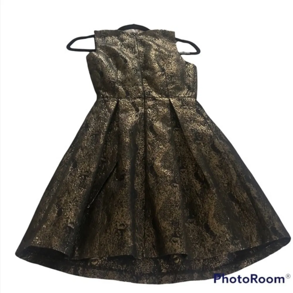 ROMEO & JULIET COUTURE ROMANTIC GOTH GOLD BLACK METALLIC LINED DRESS XS - Image 10