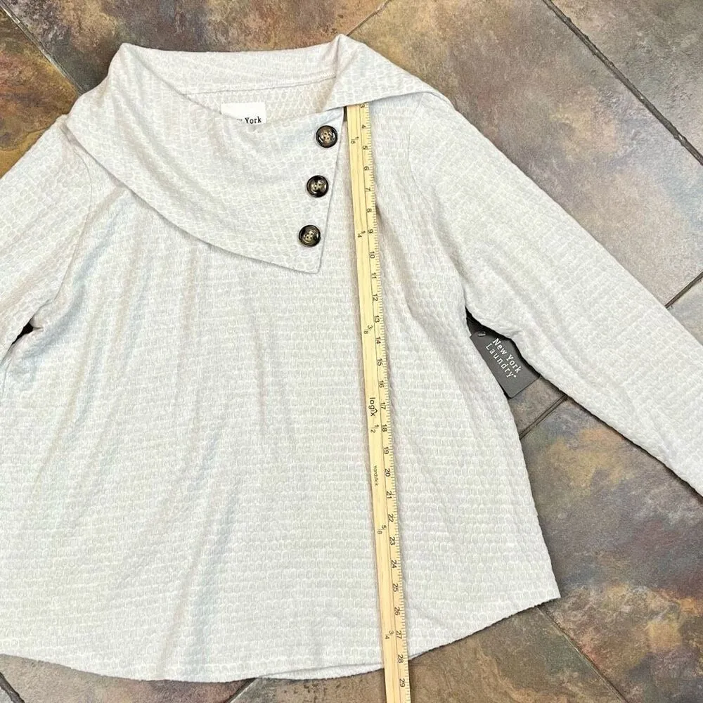 New! NWT New York Laundry Cowl Button Neck Long Sleeve Sweater 1X - Image 3