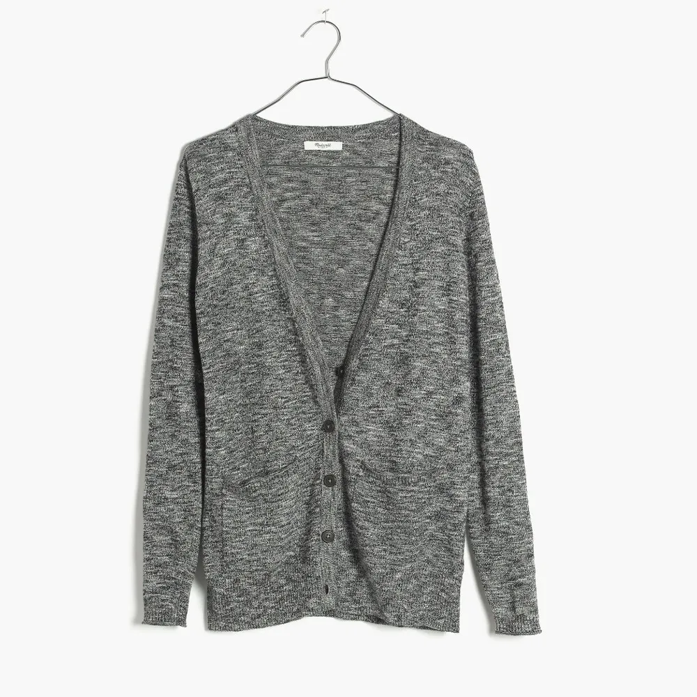 Madewell • Graduate Cardigan Sweater in Marled Grey boyfriend grandpa longline - Image 3
