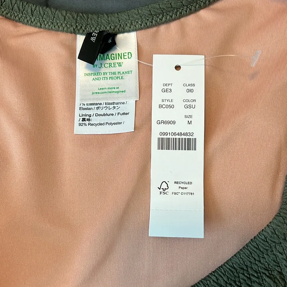 JCrew Textured Curved Waist Cheeky Bikini Bottom Green Size Medium NWT - Image 3