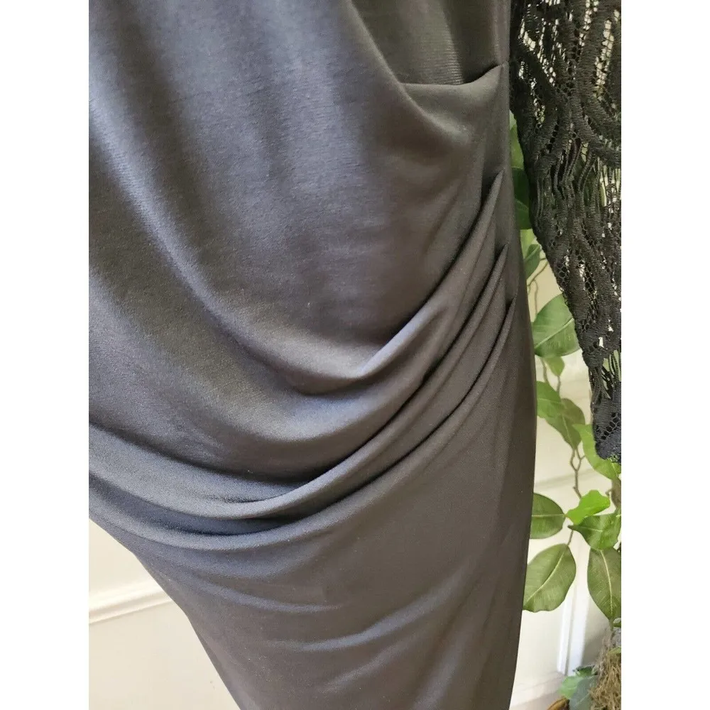 Jessica Howard Women's Black Round Neck Long Sleeve Knee Length Dress Size 14W - Image 4