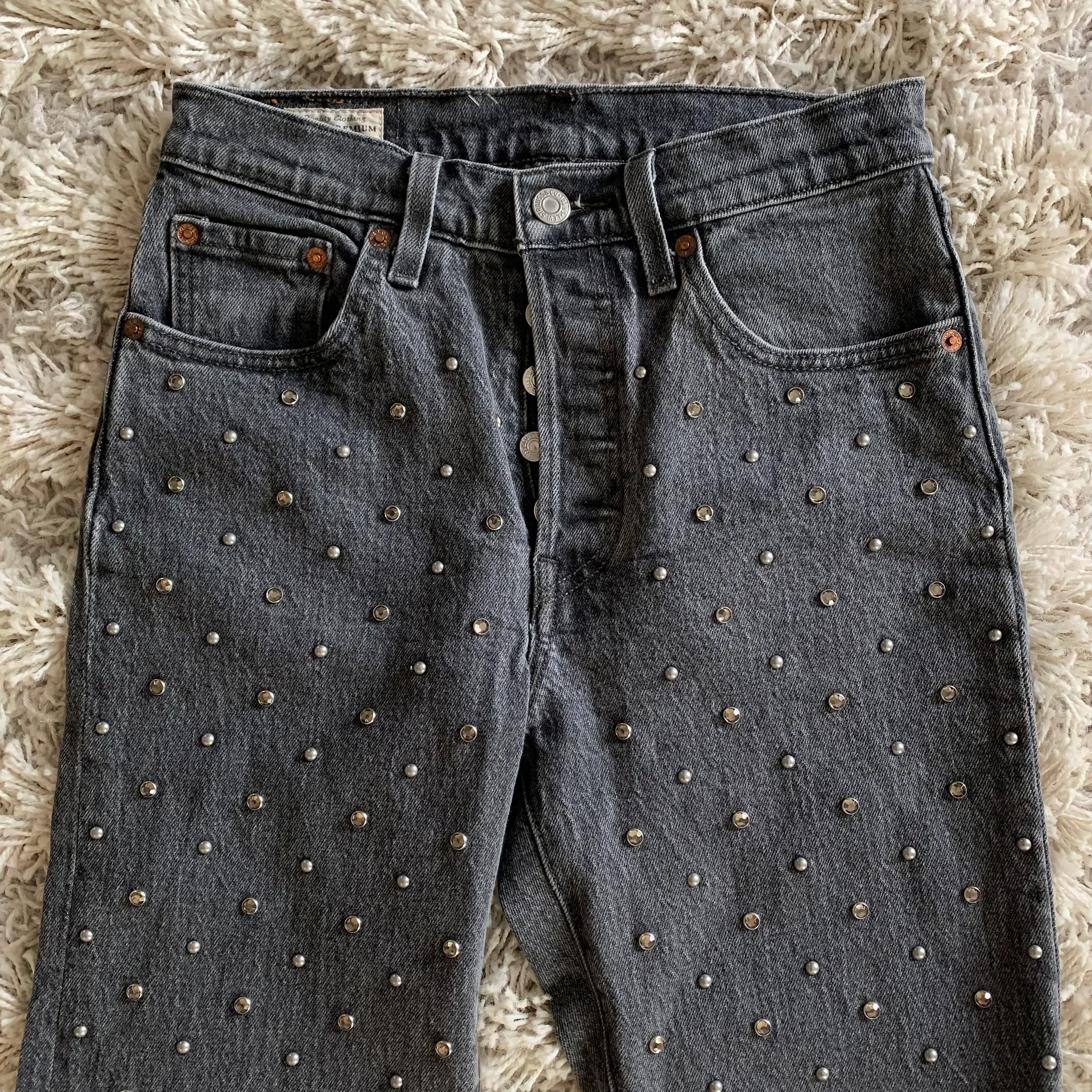 Black/Grey  501 Bejeweled Rock Stud High Waisted Jeans - Image 5