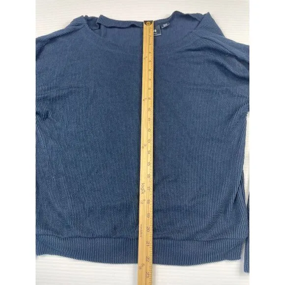 Maeve Navy Blue Ribbed Long Sleeve Casual Sweater‎ Top size S - Image 3