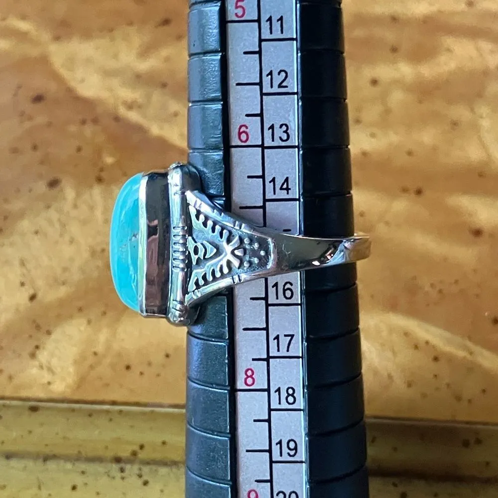 Natural Royston Turquoise Sterling Silver Eagle Ring Size 7 Blue - Image 8