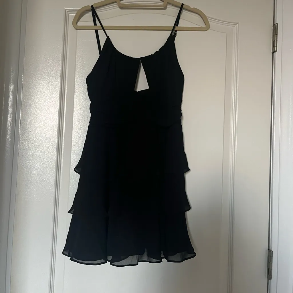 Michael Costello x Revolve Ariana Tiered Ruffle‎ Black Mini Dress - Image 3