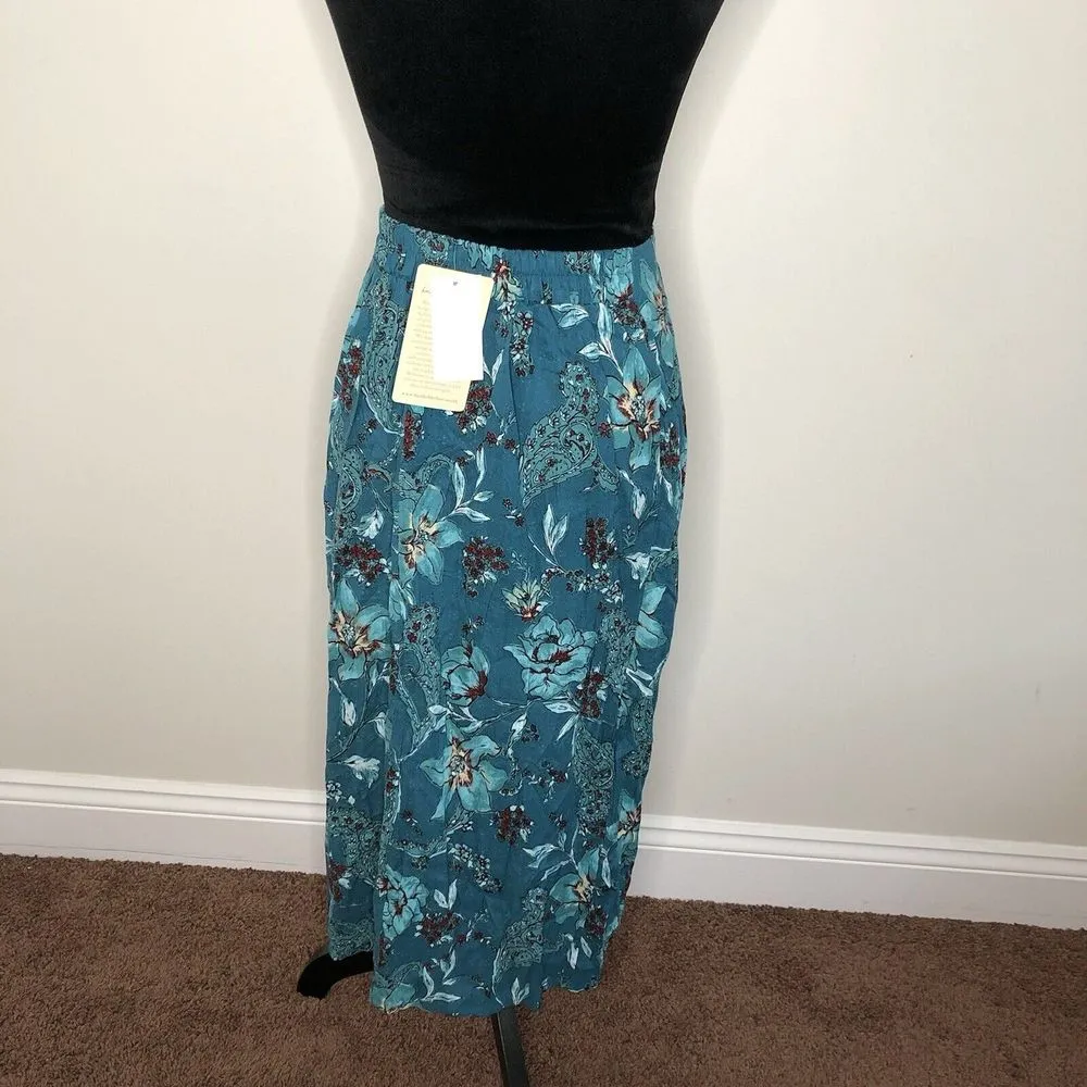 Band Of The Free Womens Skirt‎ S Green Floral Tube Stretch Viscose Beach NWT - Image 3