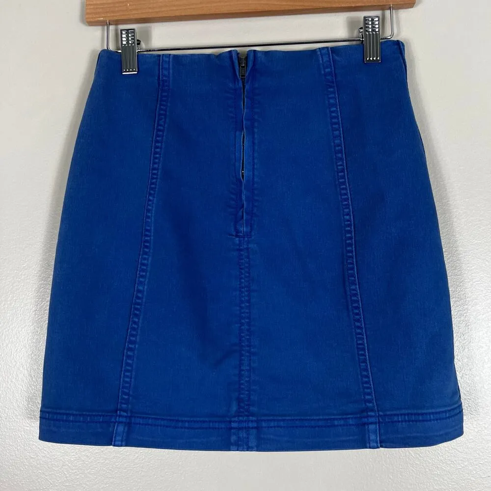 Free People Blue Modern Femme Denim Skirt Womens 4 Mini Retro E-Girl High Rise - Image 3