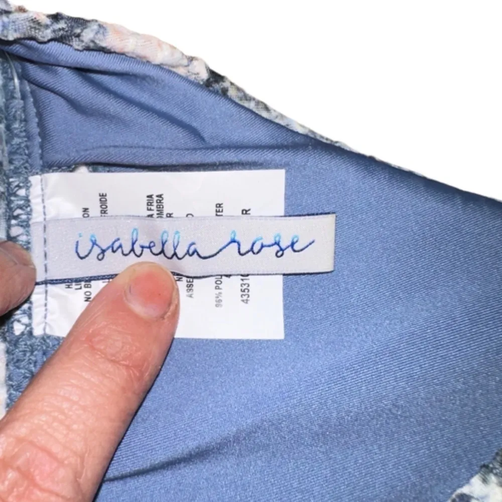 EUC ISABELLA ROSE top Bikini piton baby blue with salmon accents Sz M Size M - Image 3