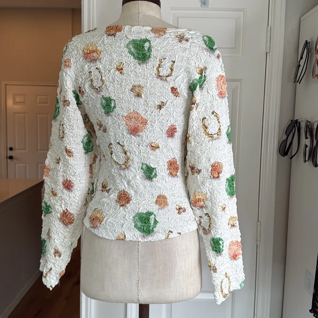 Saks Potts horseshoe and shell crinkle long sleeve top White Size M - Image 4