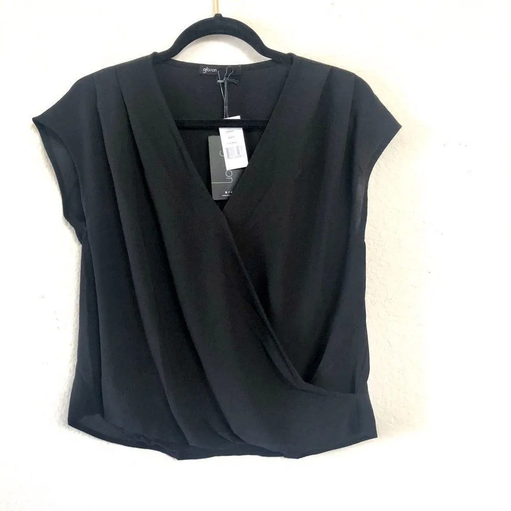 Gibson black draped faux wrap top Size undefined - Image 4