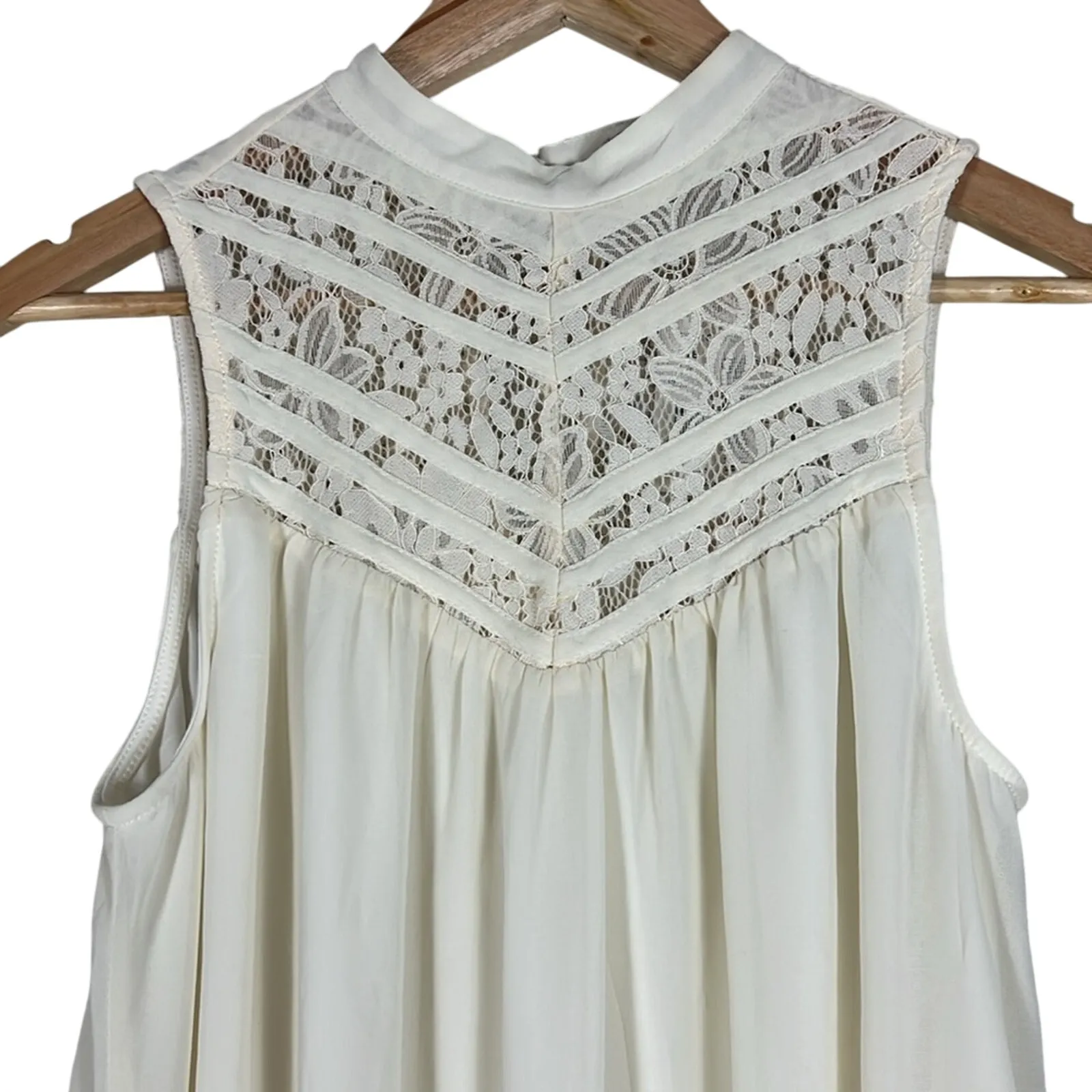 NWT Soulmates Mini Swing Dress Womens M Cream Lace Sleeveless Coastal Cowgirl - Image 3