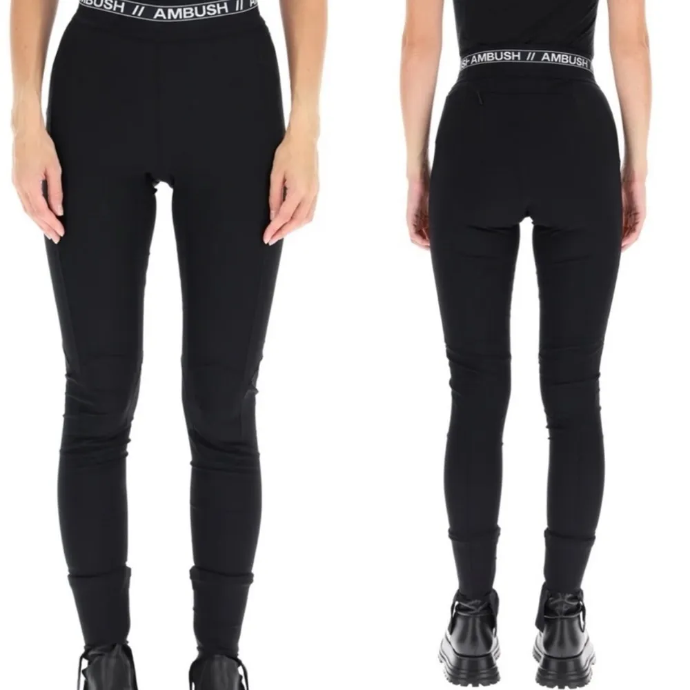 AMBUSH Logo Print Stirrup Pant Leggings Black High Rise Size 2 - Image 2
