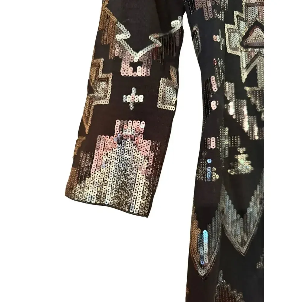 EXPRESS Sequined front/back Cotton blend bodycon dress SP - Image 4