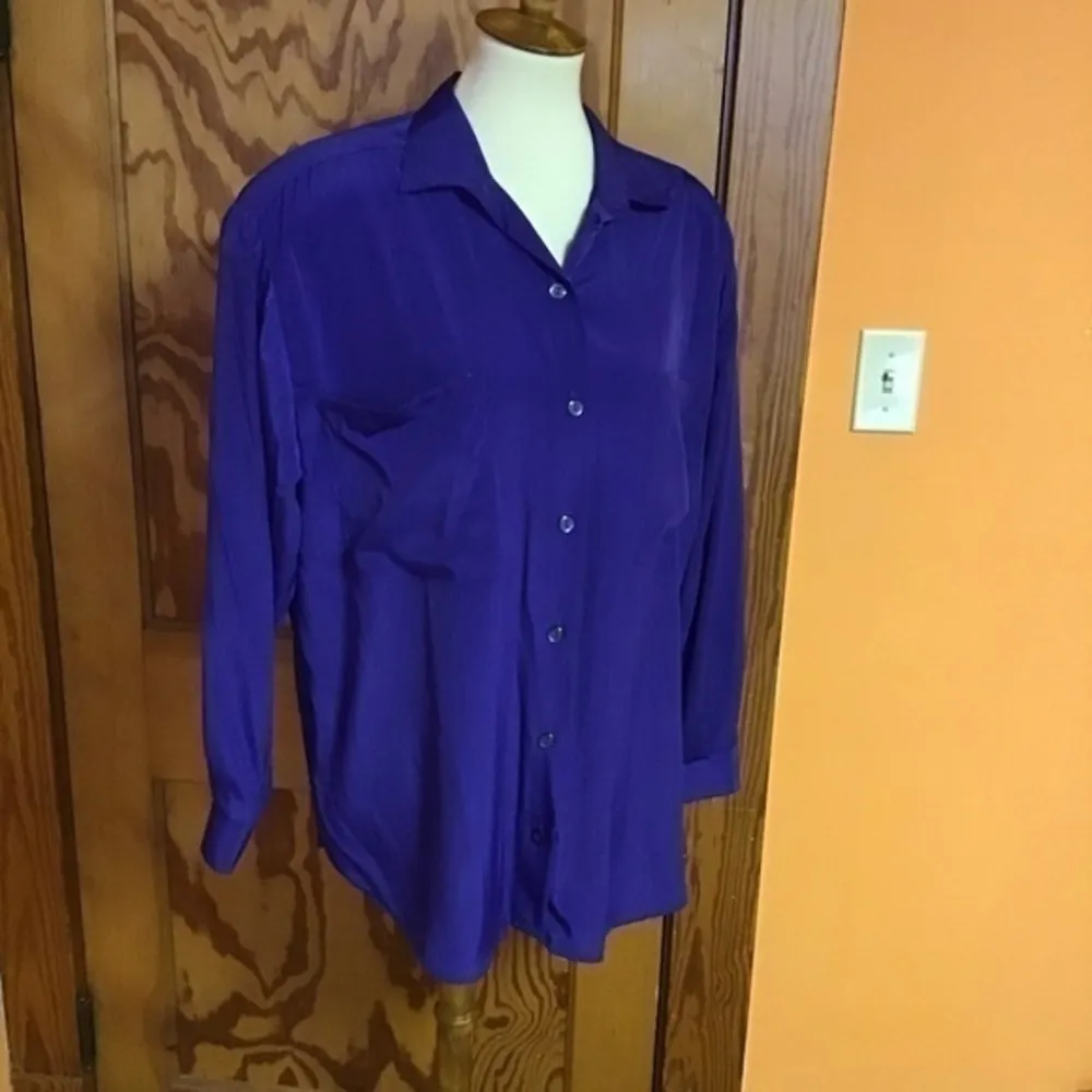 Vintage 80s purple oversized shirt Size L - Image 5