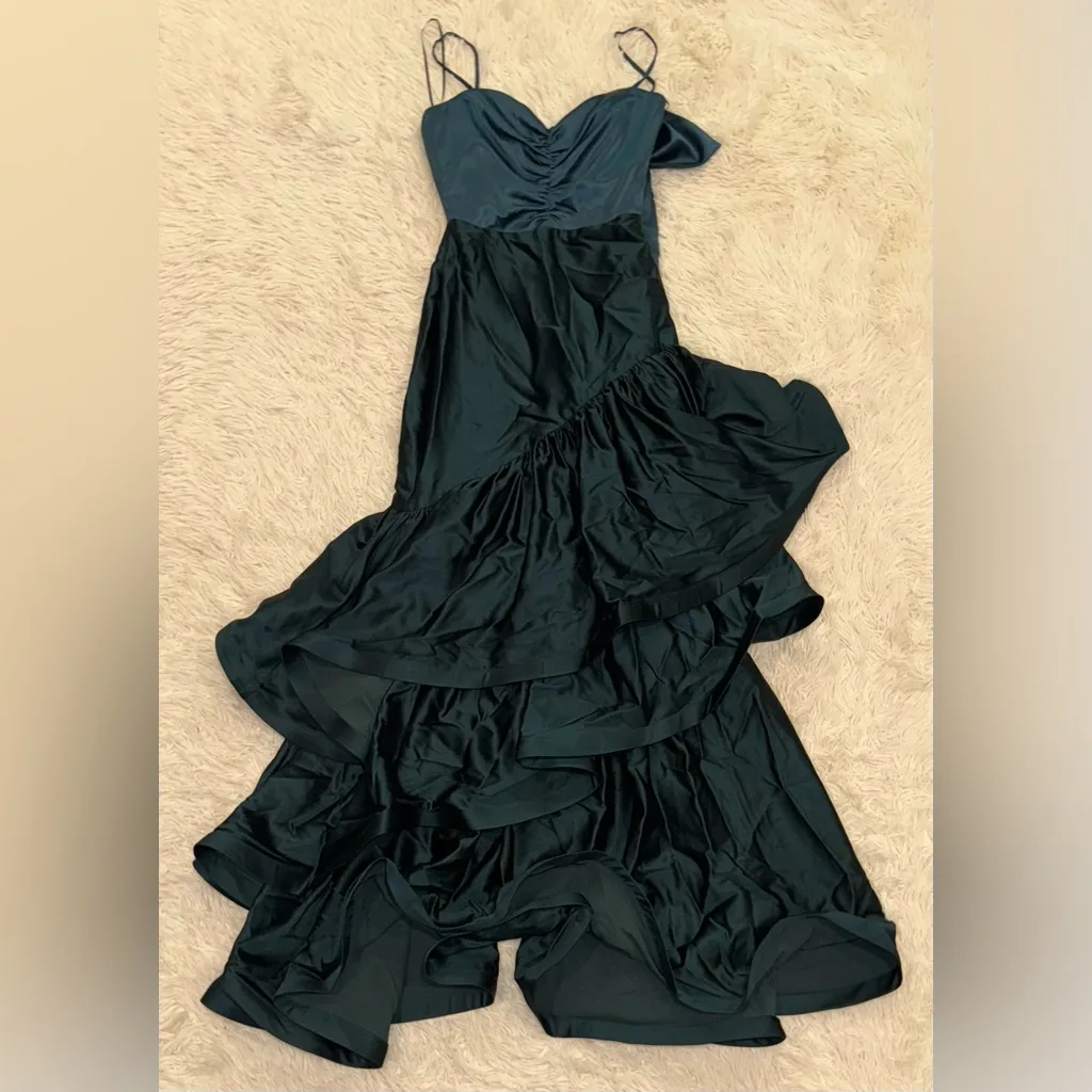 NEW Dress The Population Clarice Ruffled Tiered Maxi Dress Pine Green Sz XS - Image 2