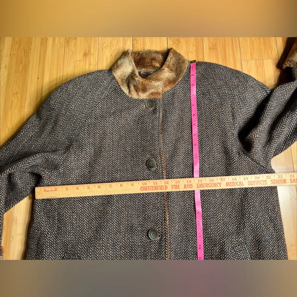 Harve Bernard Brown Tweed Womens Winter Full Length 100% Wool Coat,Ukraine|Sz:10 - Image 9